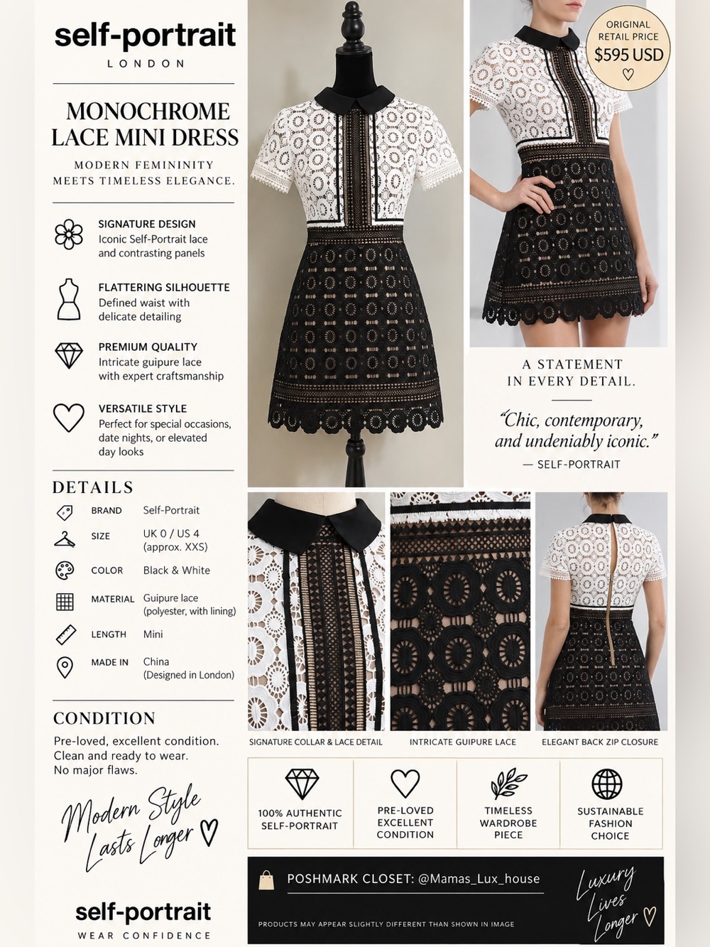 #277 Self-Portrait Felicia (Retail $595USD) Mini Dress
